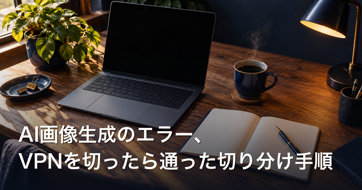 AI画像生成のエラー、VPNを切ったら通った切り分け手順
