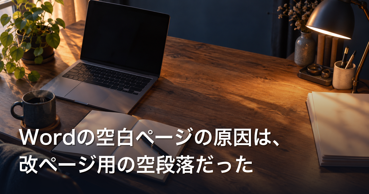 Wordの空白ページの原因は、改ページ用の空段落だった